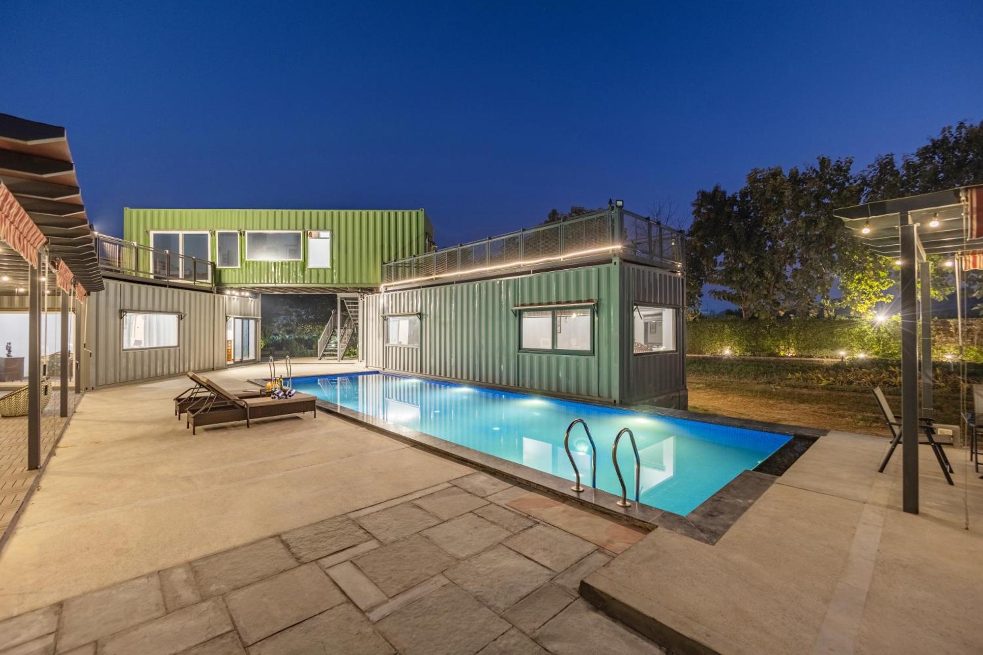 Elivaas Hidden Oasis 4Bhk With Pool, Mud House & Container House Villa Dhauj ภายนอก รูปภาพ
