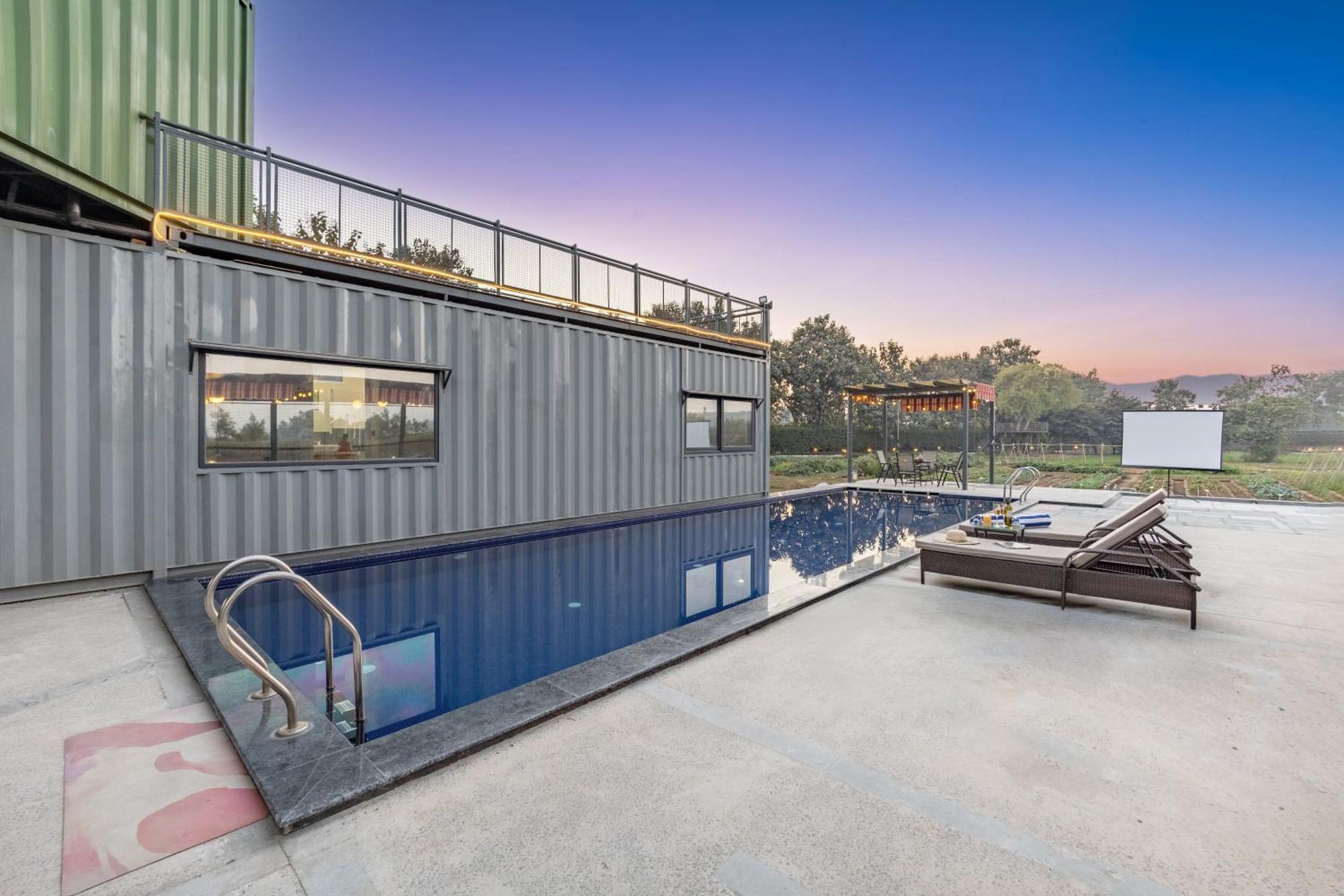 Elivaas Hidden Oasis 4Bhk With Pool, Mud House & Container House Villa Dhauj ภายนอก รูปภาพ