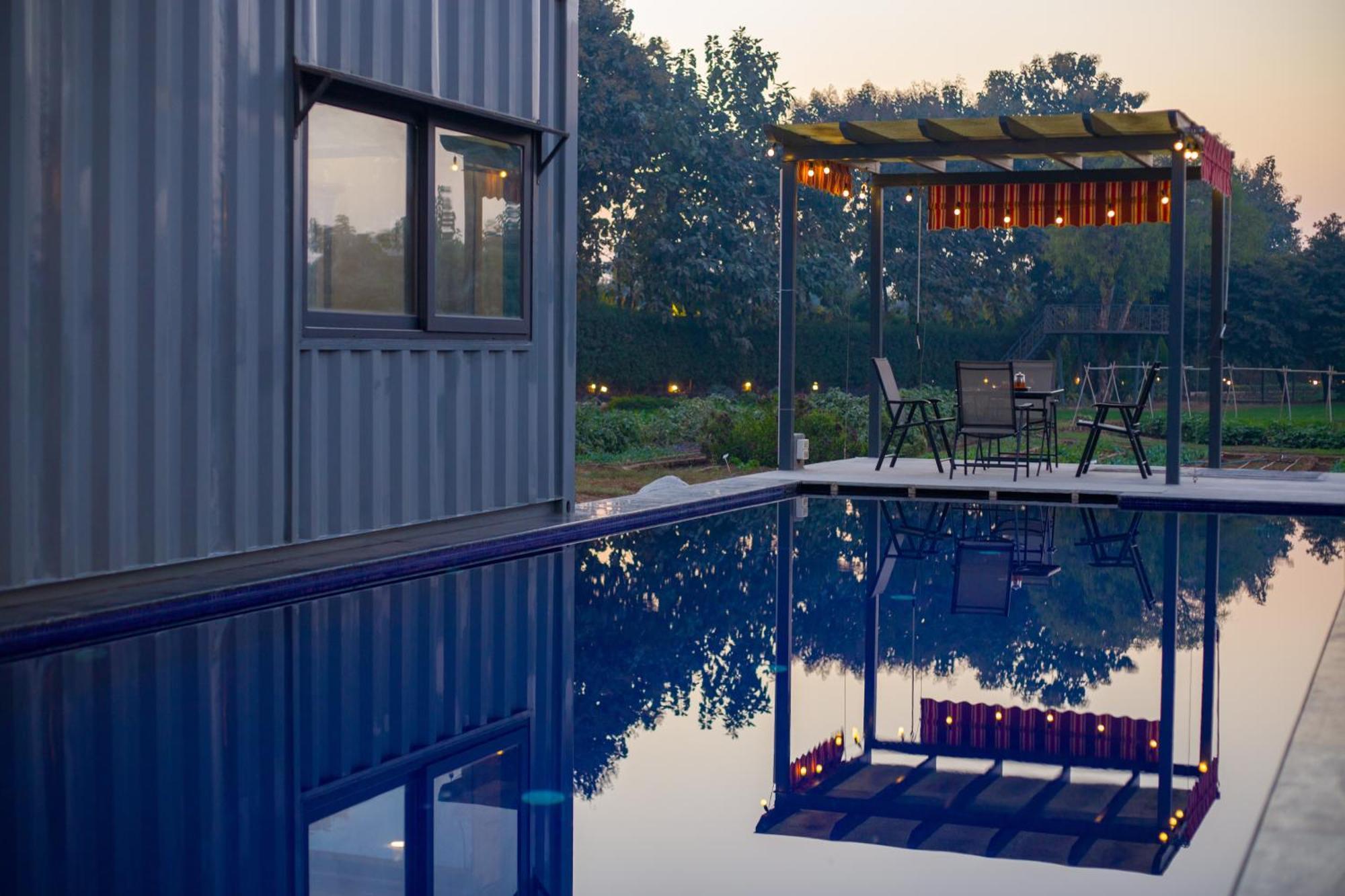 Elivaas Hidden Oasis 4Bhk With Pool, Mud House & Container House Villa Dhauj ภายนอก รูปภาพ