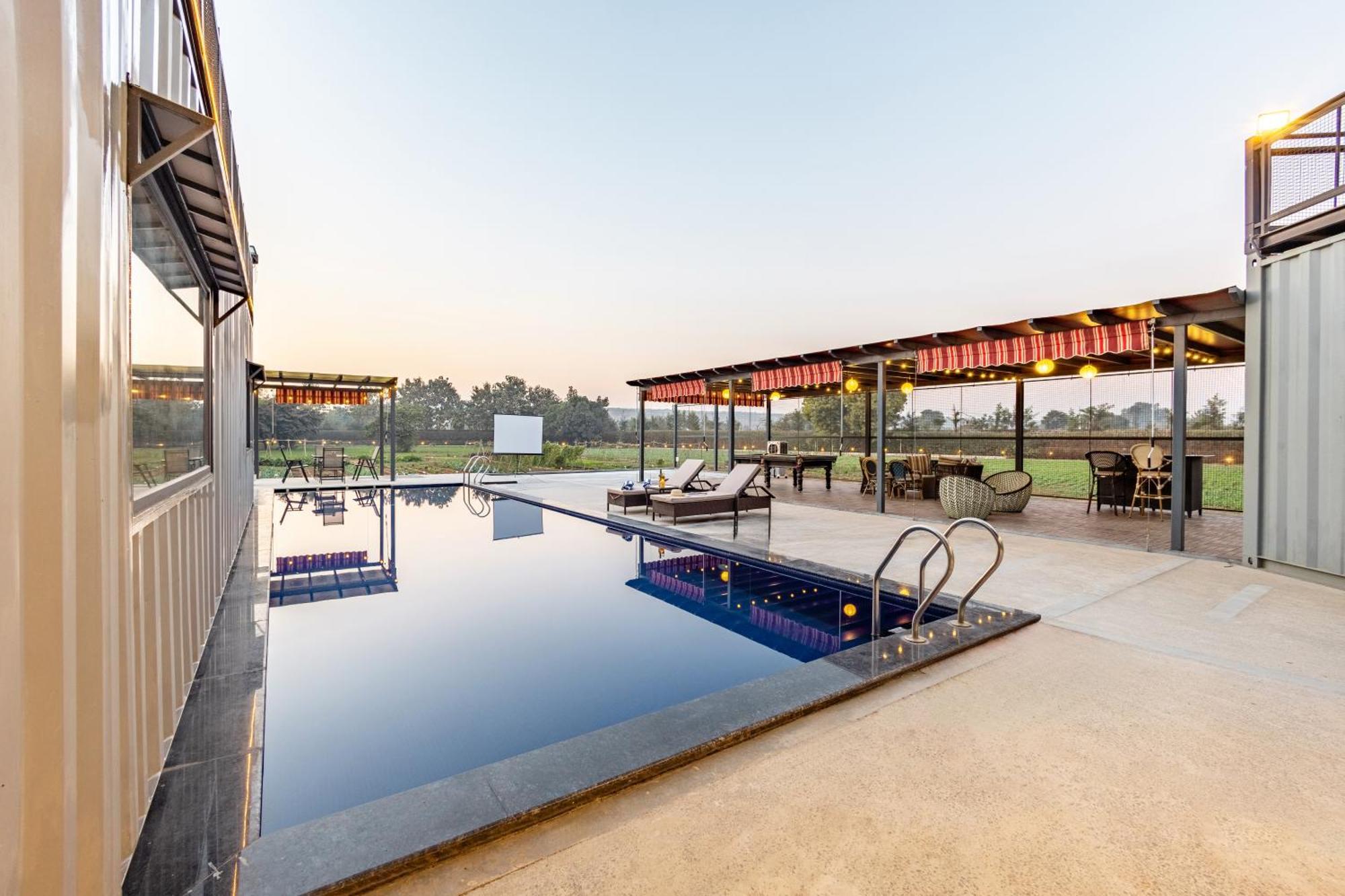 Elivaas Hidden Oasis 4Bhk With Pool, Mud House & Container House Villa Dhauj ภายนอก รูปภาพ