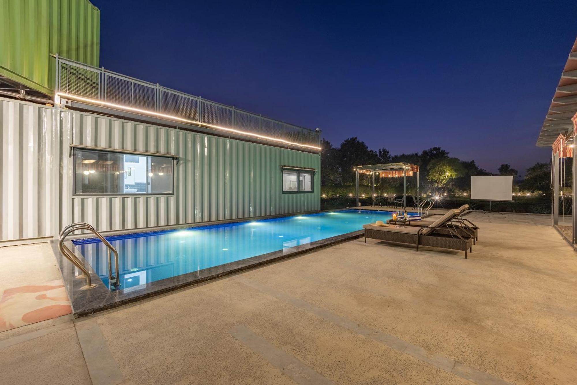 Elivaas Hidden Oasis 4Bhk With Pool, Mud House & Container House Villa Dhauj ภายนอก รูปภาพ