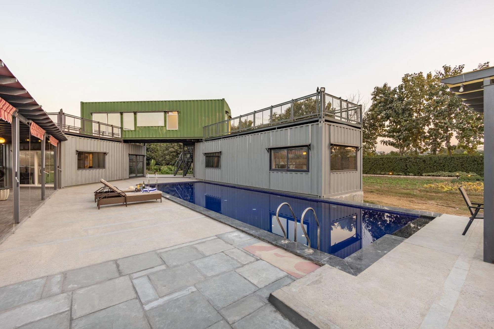 Elivaas Hidden Oasis 4Bhk With Pool, Mud House & Container House Villa Dhauj ภายนอก รูปภาพ