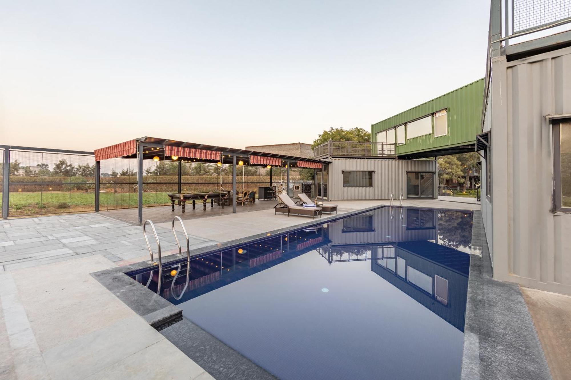 Elivaas Hidden Oasis 4Bhk With Pool, Mud House & Container House Villa Dhauj ภายนอก รูปภาพ