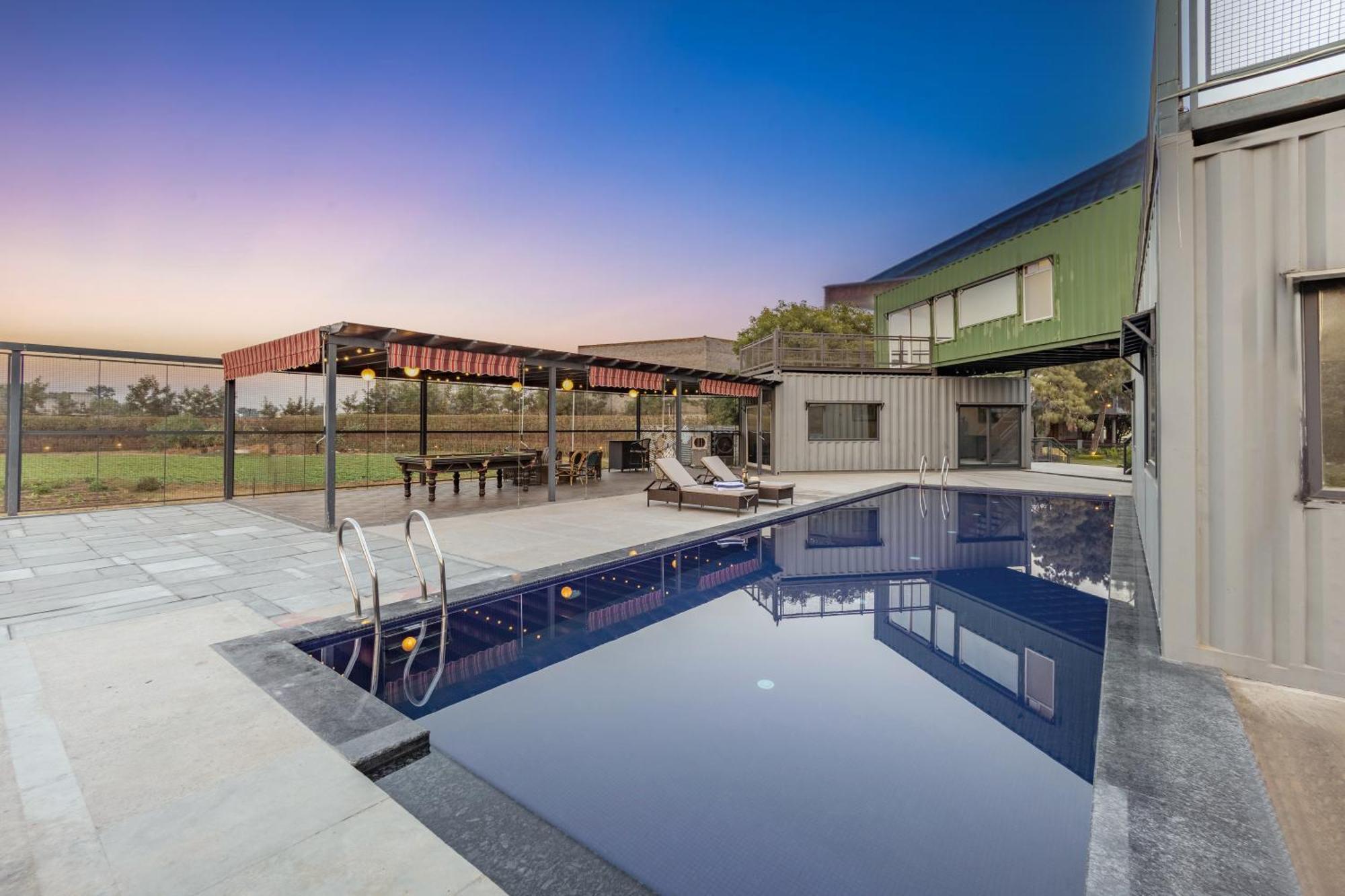 Elivaas Hidden Oasis 4Bhk With Pool, Mud House & Container House Villa Dhauj ภายนอก รูปภาพ